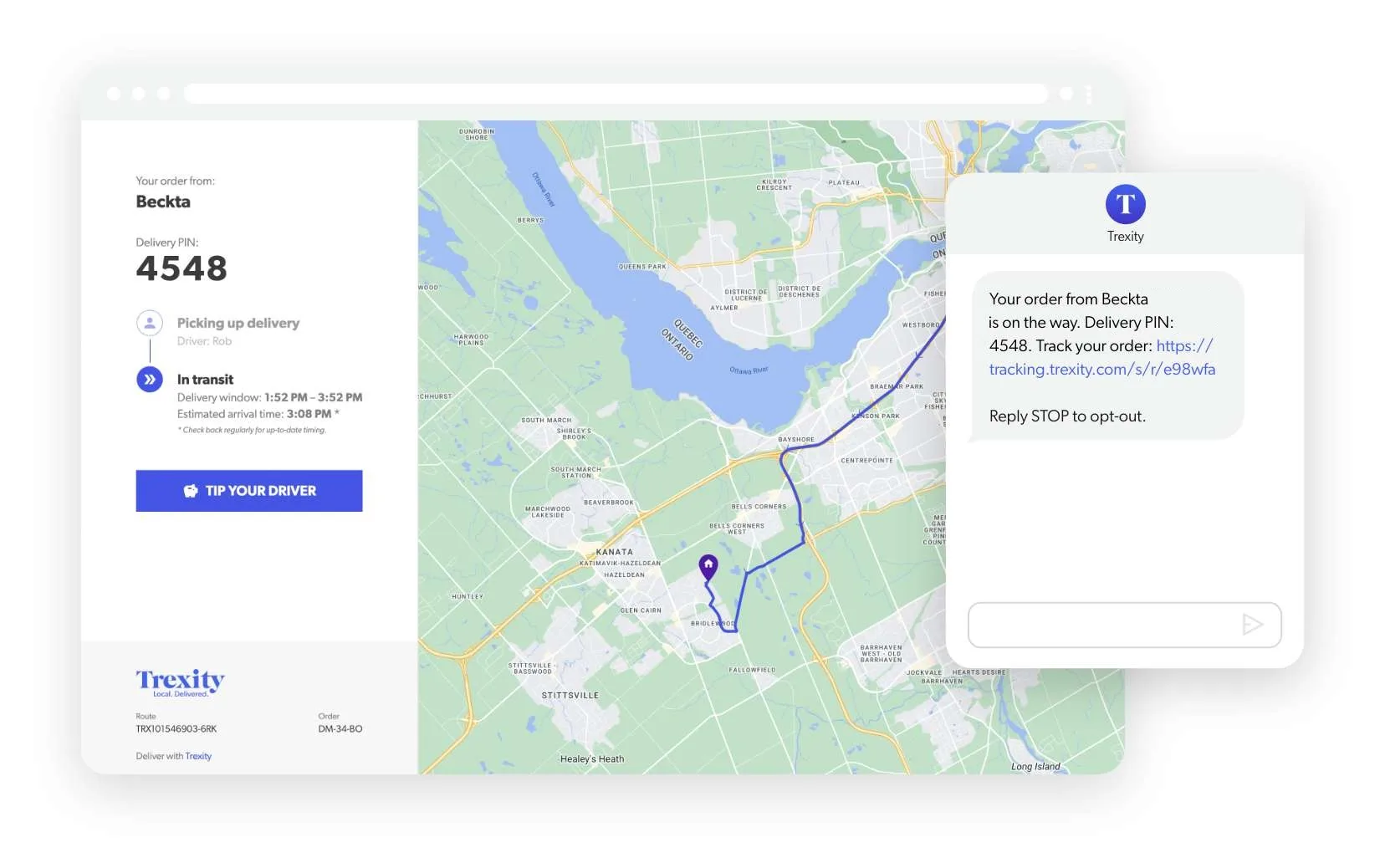 Track your delivery in realtime with Trexity