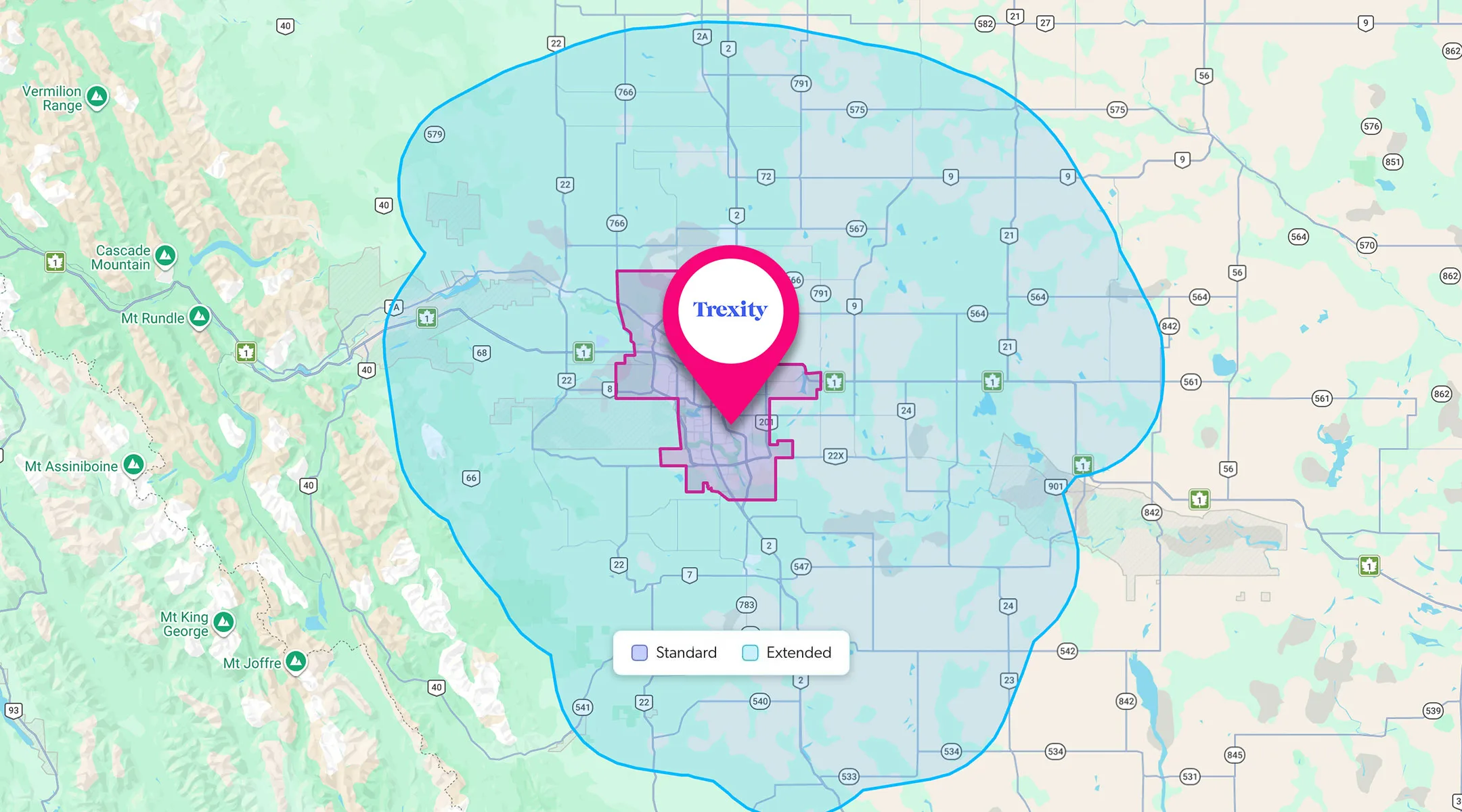 sample calgary delivery map