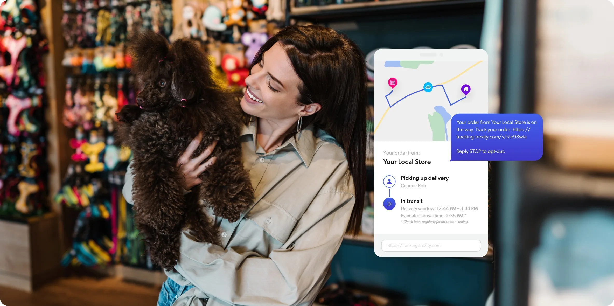 sample pet store delivery tracking