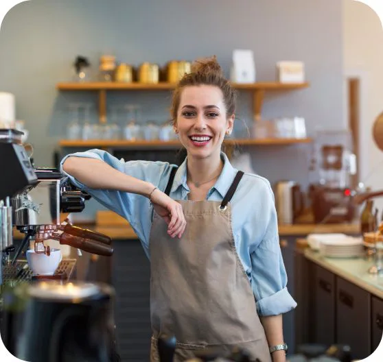 woman behind counter