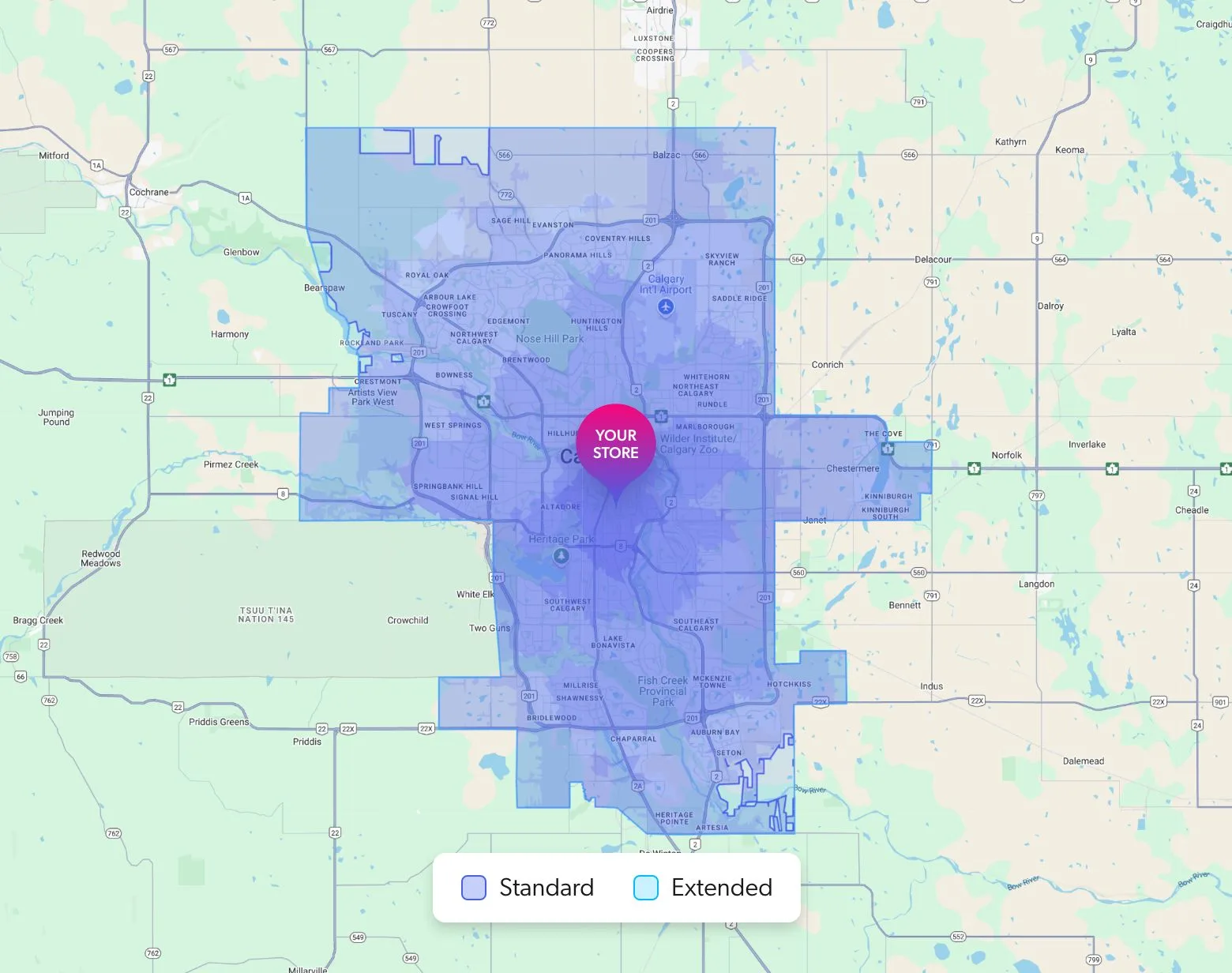 sample calgary delivery map