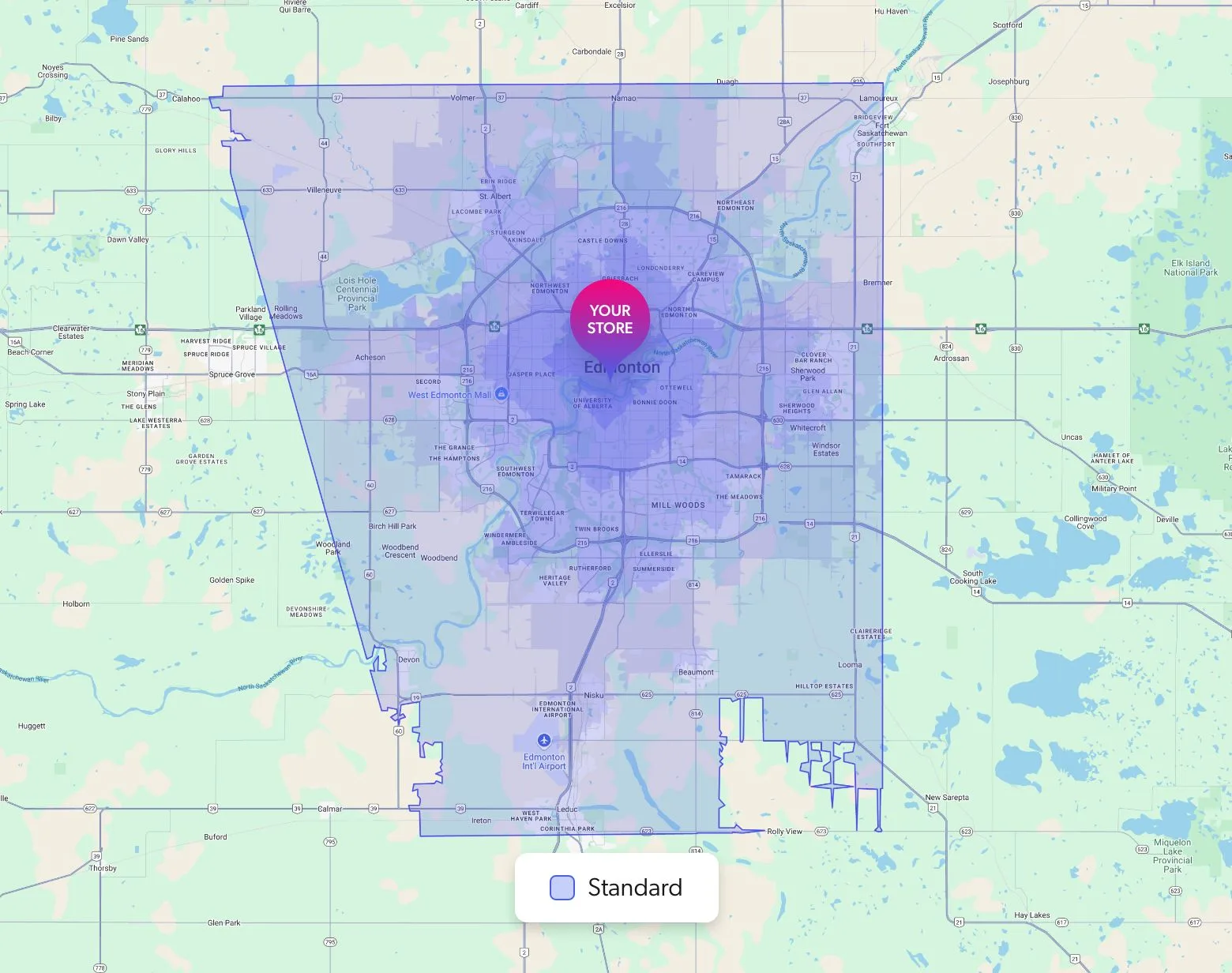 sample edmonton delivery map