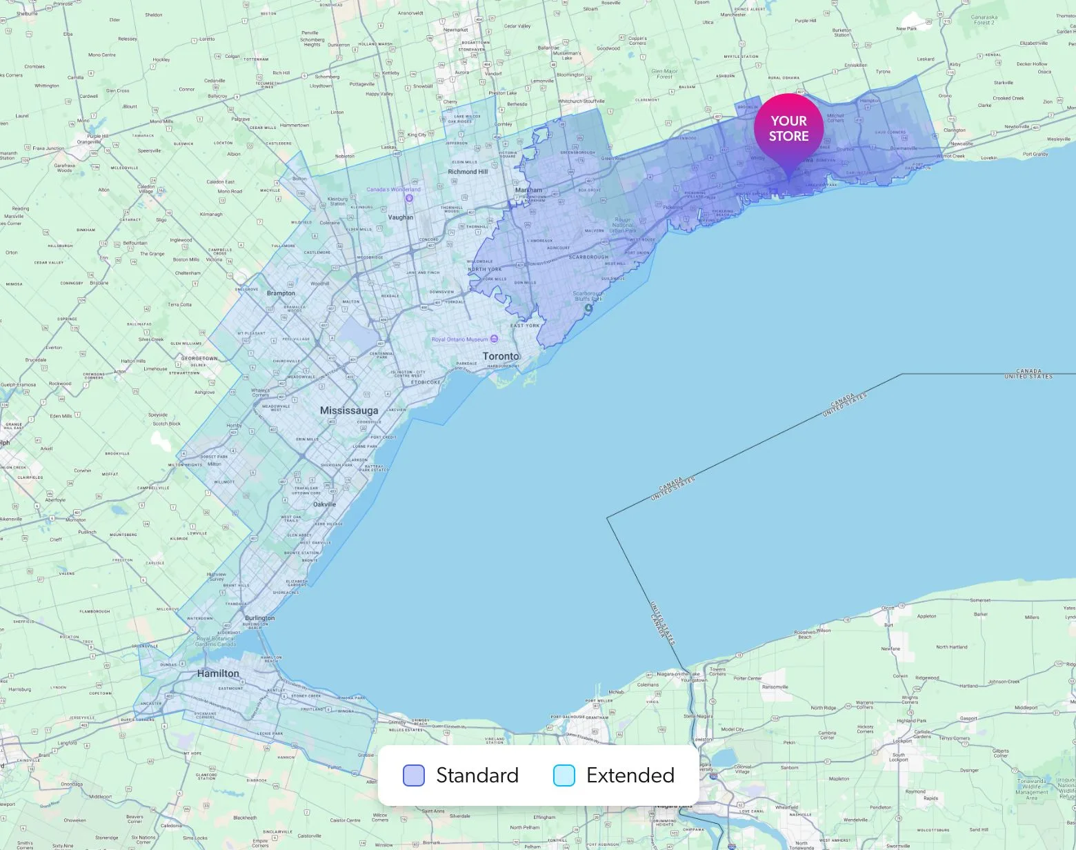 sample oshawa delivery map