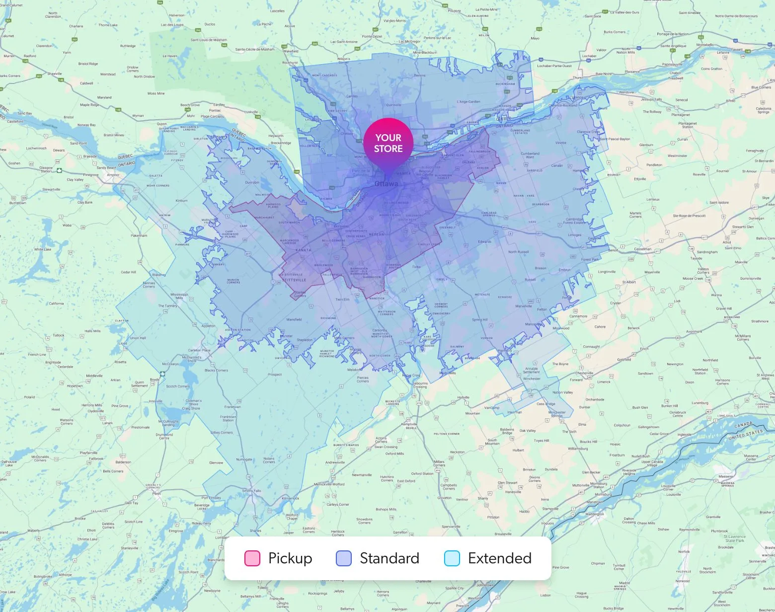 sample ottawa delivery map