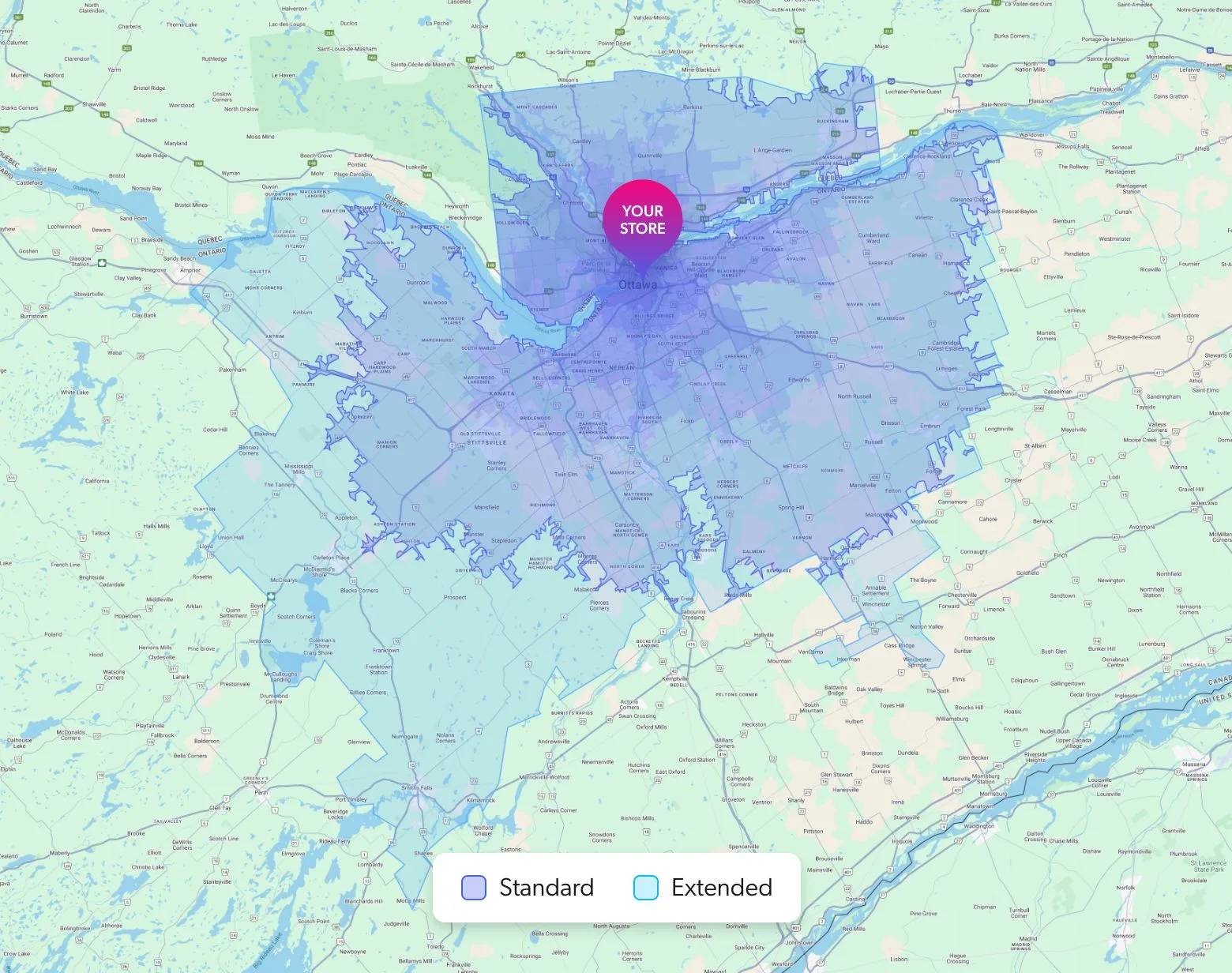 sample ottawa delivery map