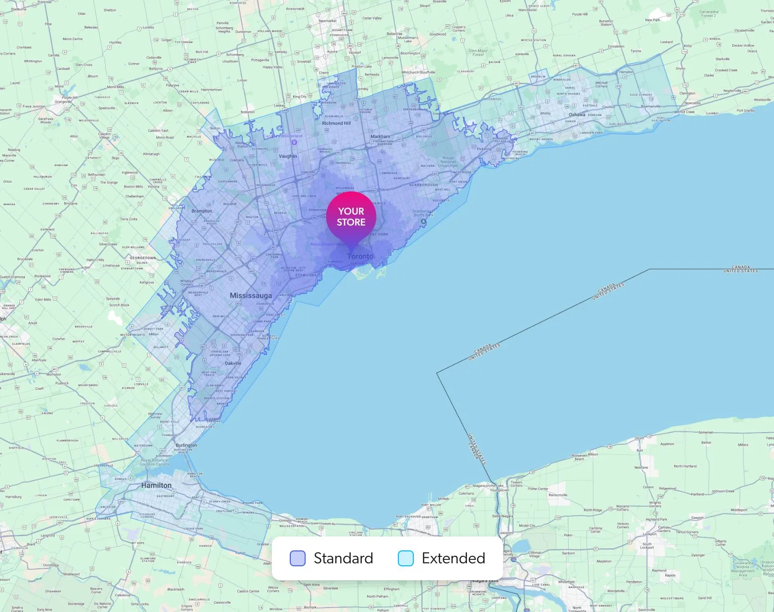 sample toronto delivery map