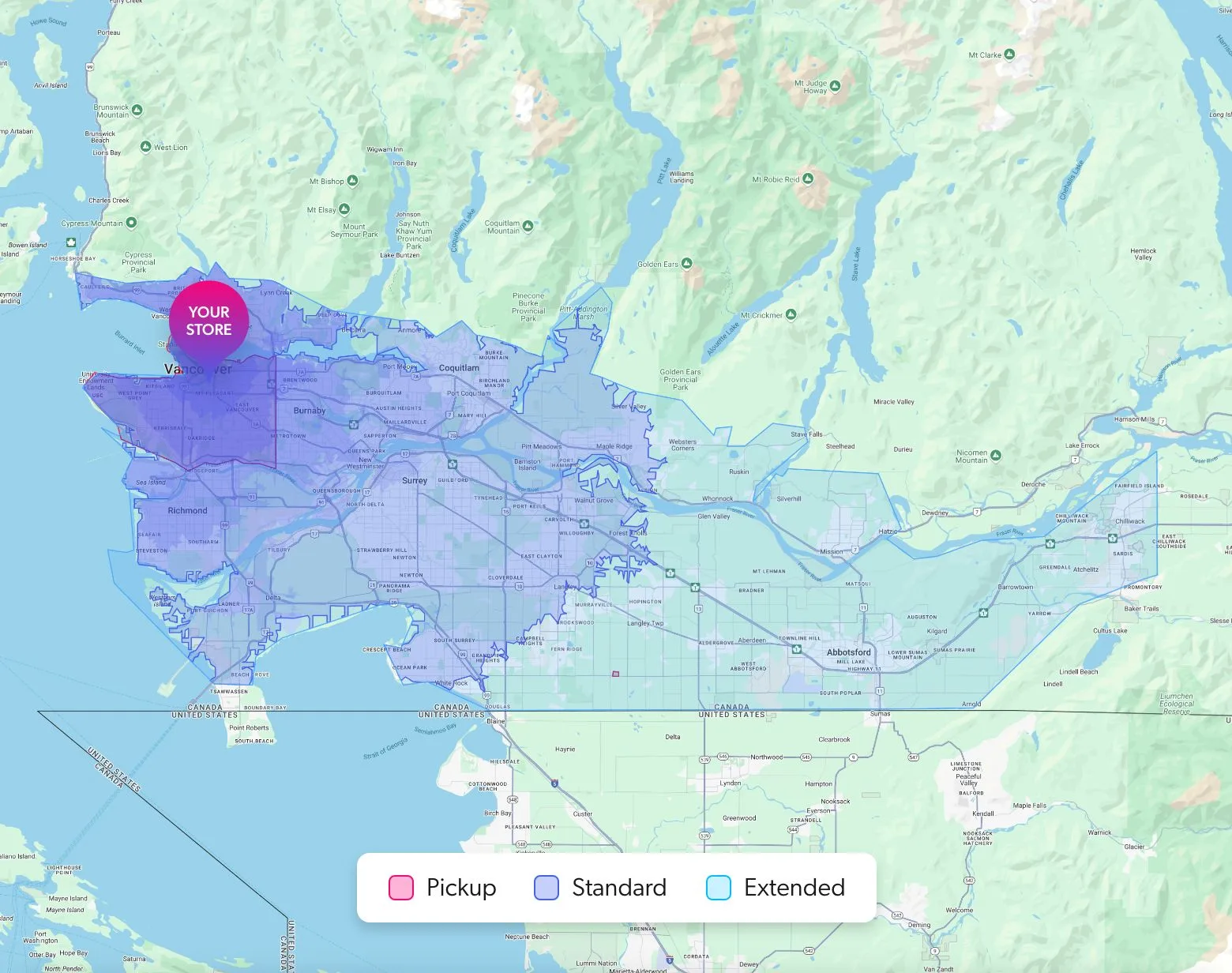 sample vancouver delivery map