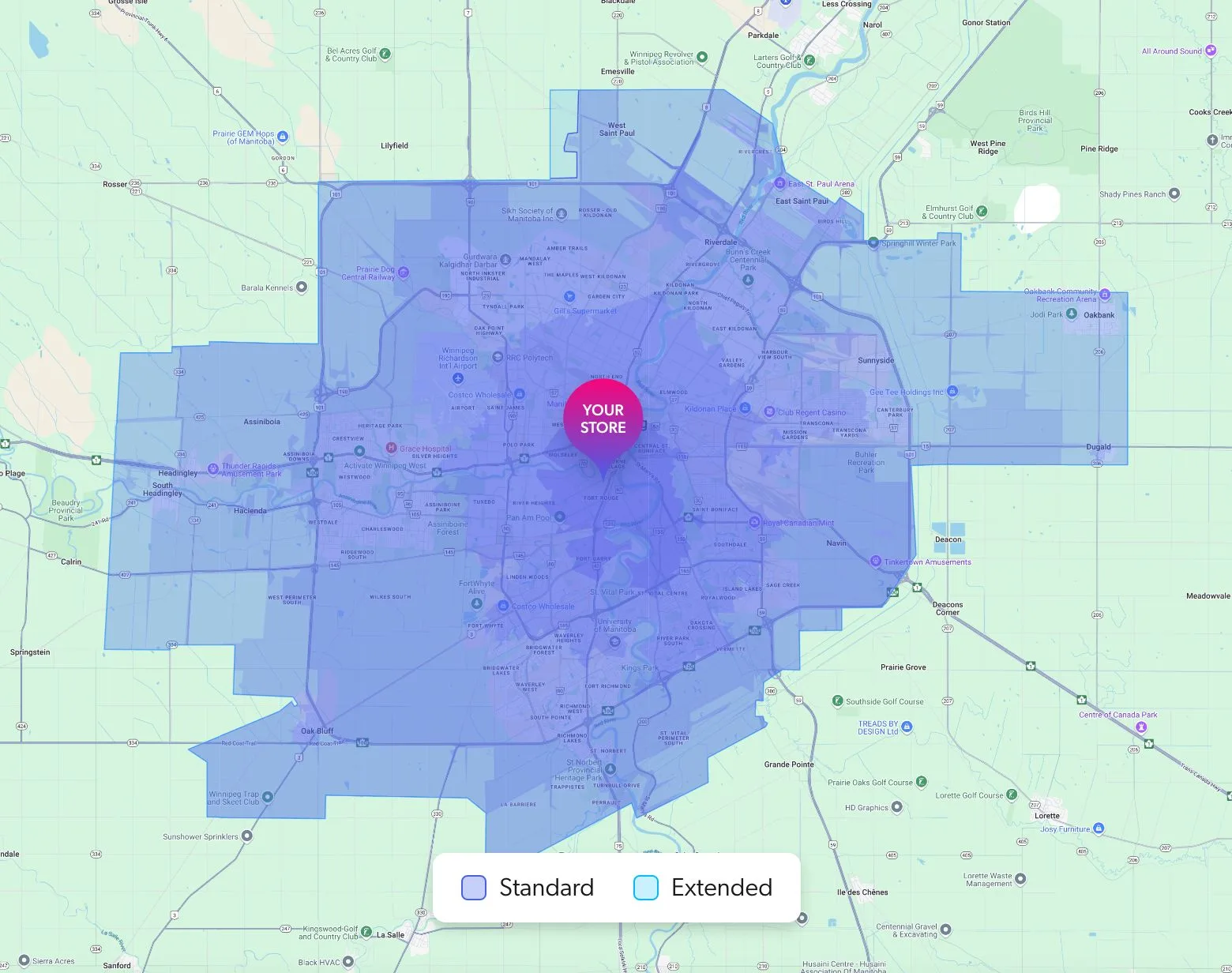 sample winnipeg delivery map