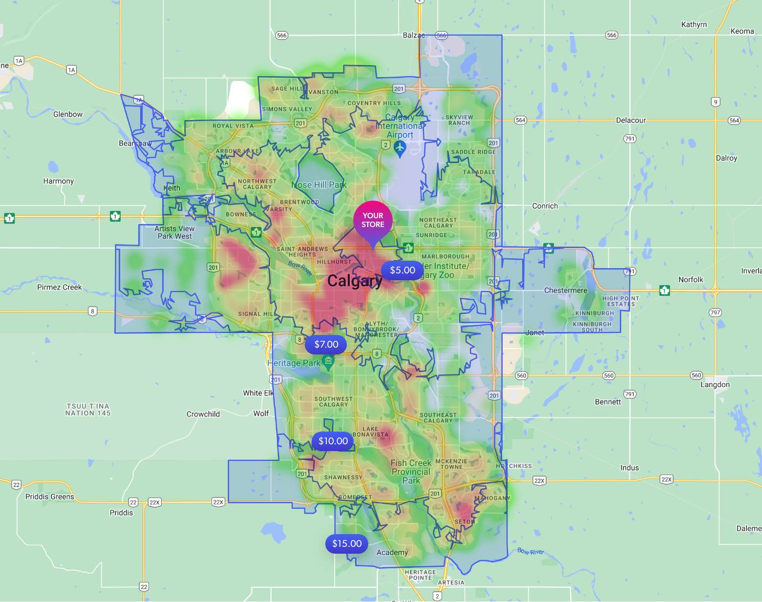 Trexity Calgary delivery heat map