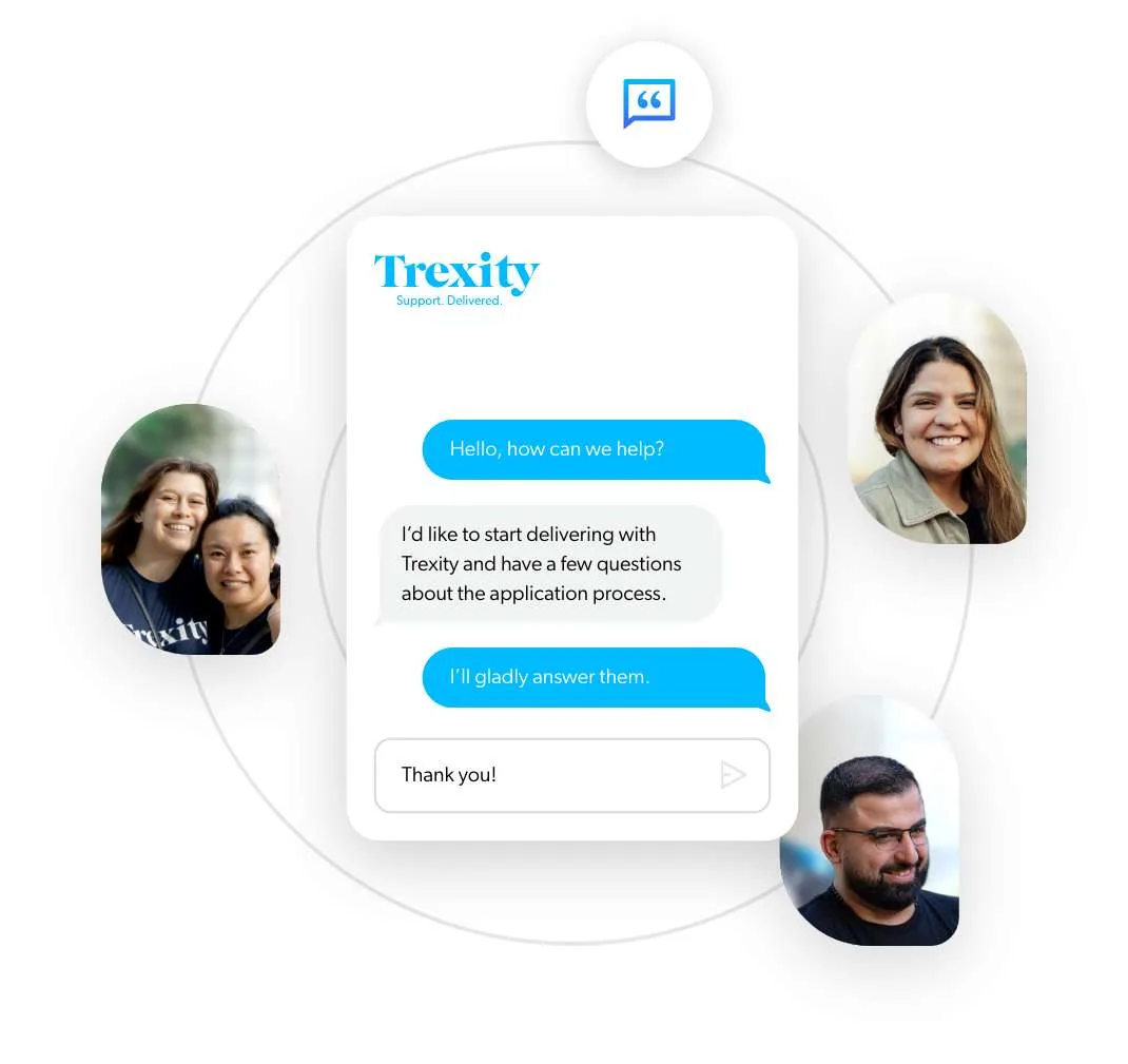 Sample of Trexity's local courier services support team.