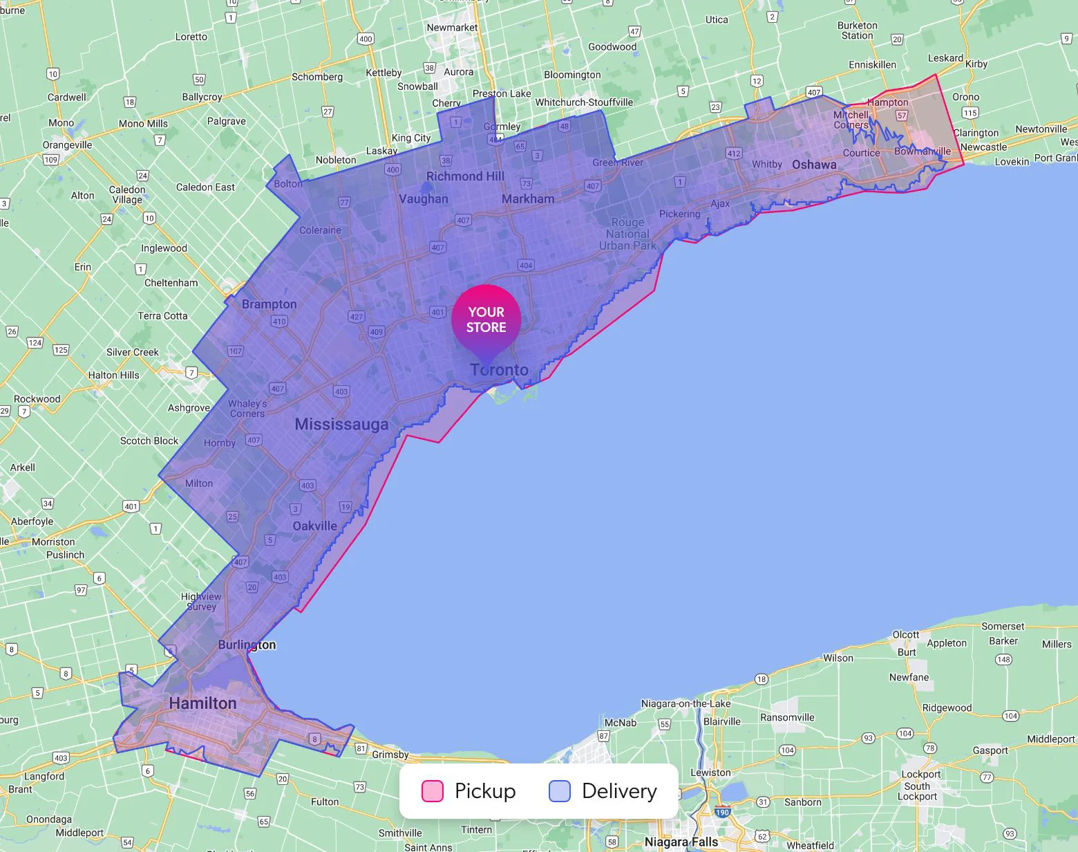 Toronto pickup and delivery zones