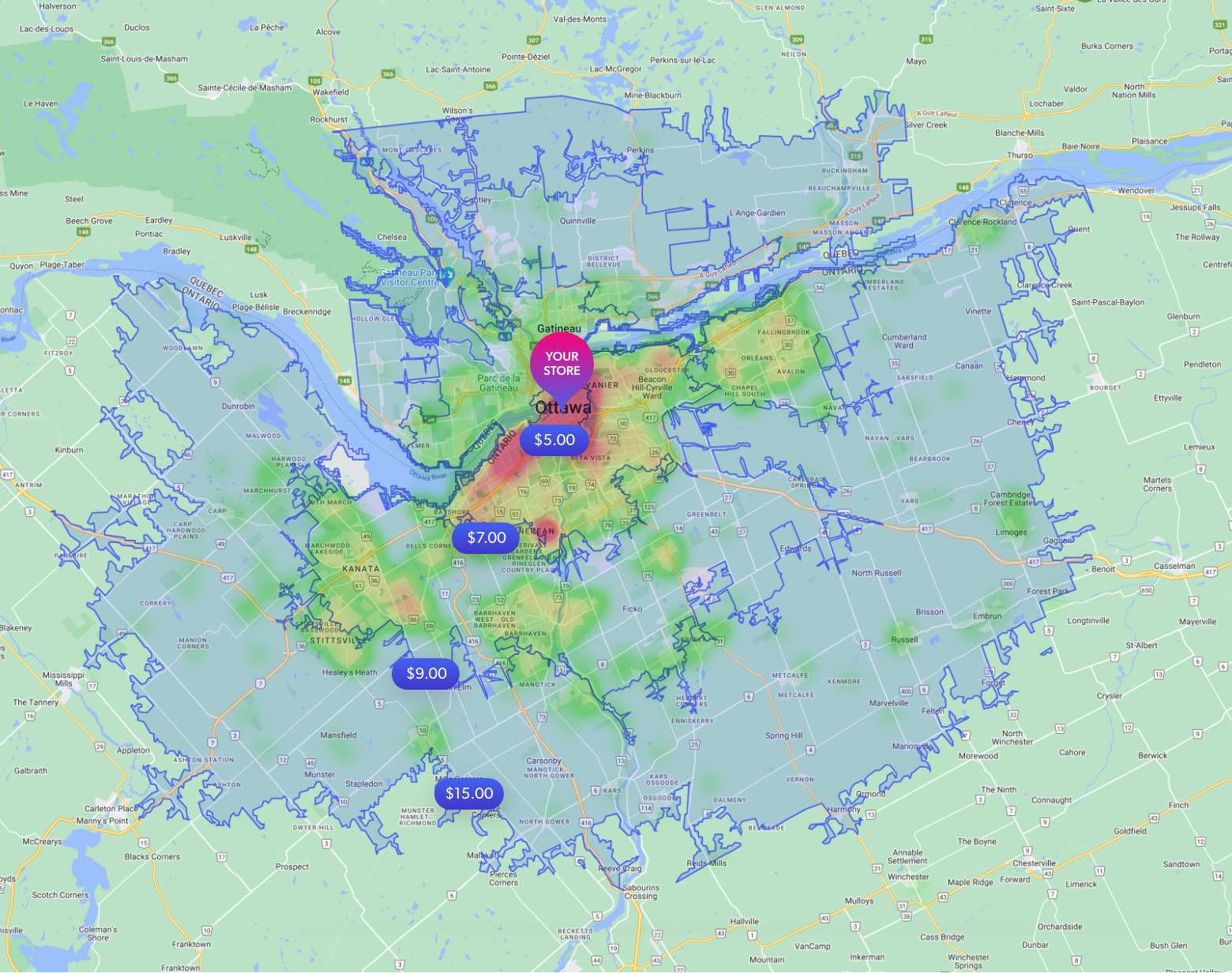 Trexity Ottawa delivery heat map
