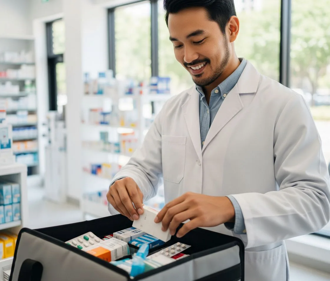 person working in the pharmacy industry