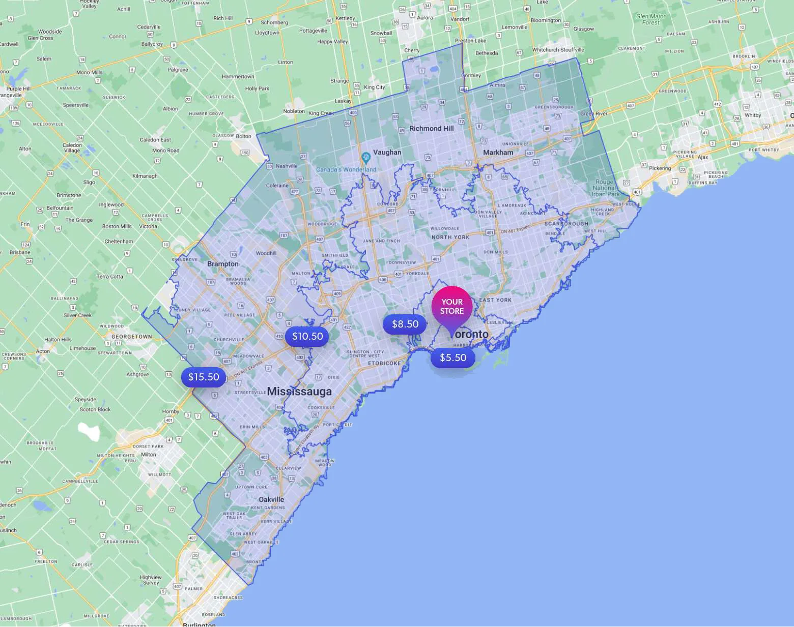 Trexity Toronto delivery zones