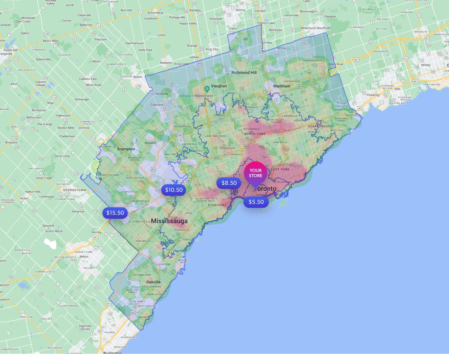 Trexity Toronto delivery heat map